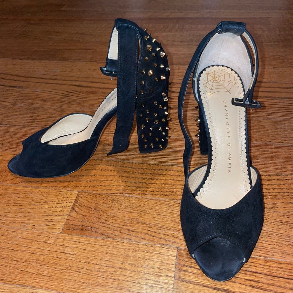 CHARLOTTE OLYMPIA suede studded heels